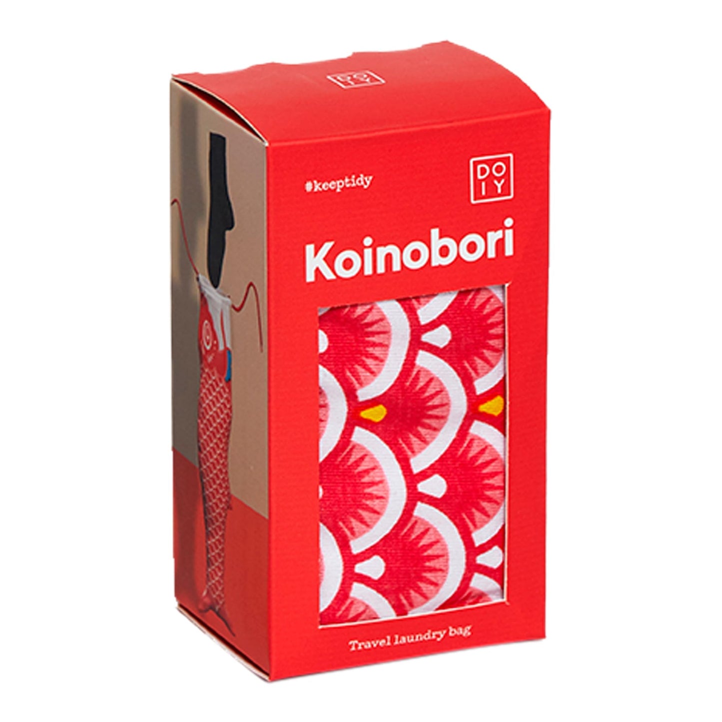 DOIY - Bolsa de Colada - Diseño Koinobori - Elaborada en 100% Algodón - Bolsa de Tela Multiuso - Ideal para Viajes - Almacenamiento de Ropa - Color Rojo - 11x6x5 cm