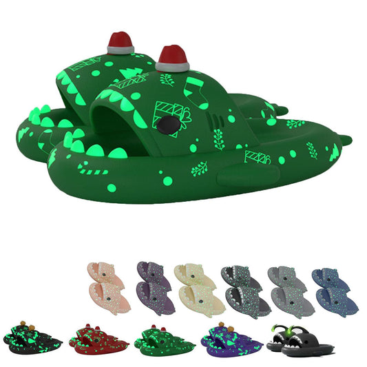 Chagoo Galaxy Shark Slides Glow in the Dark, Zapatillas Shark Cloud para mujer y hombre, zapatillas fluorescentes con suela gruesa de verano para hombre y mujer (36/37 EU, Green-b),GFDRT60981