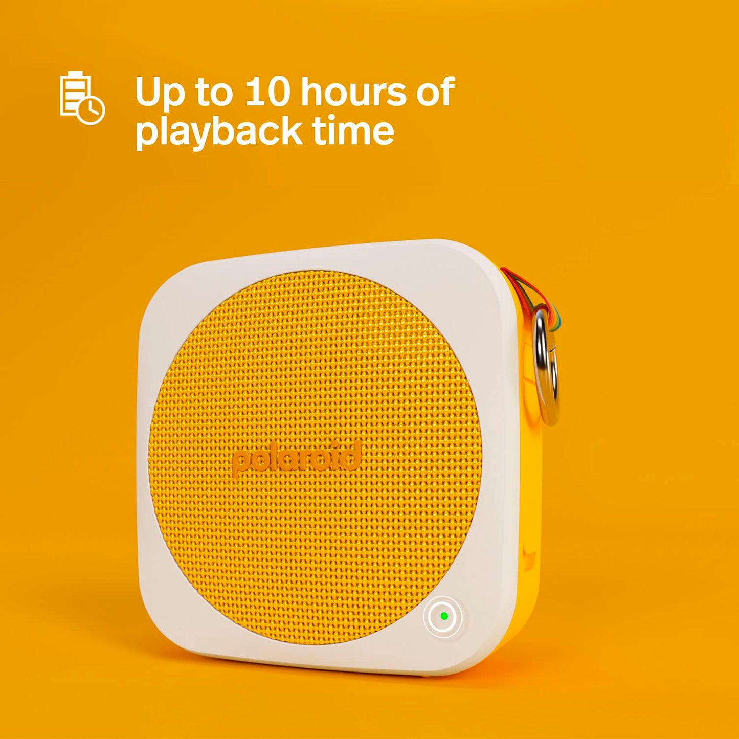 Polaroid P1 Music Player (Yellow) - Super Portable Wireless Bluetooth Speaker Rechargeable with IPX5 Waterproof and Dual Stereo Pairing