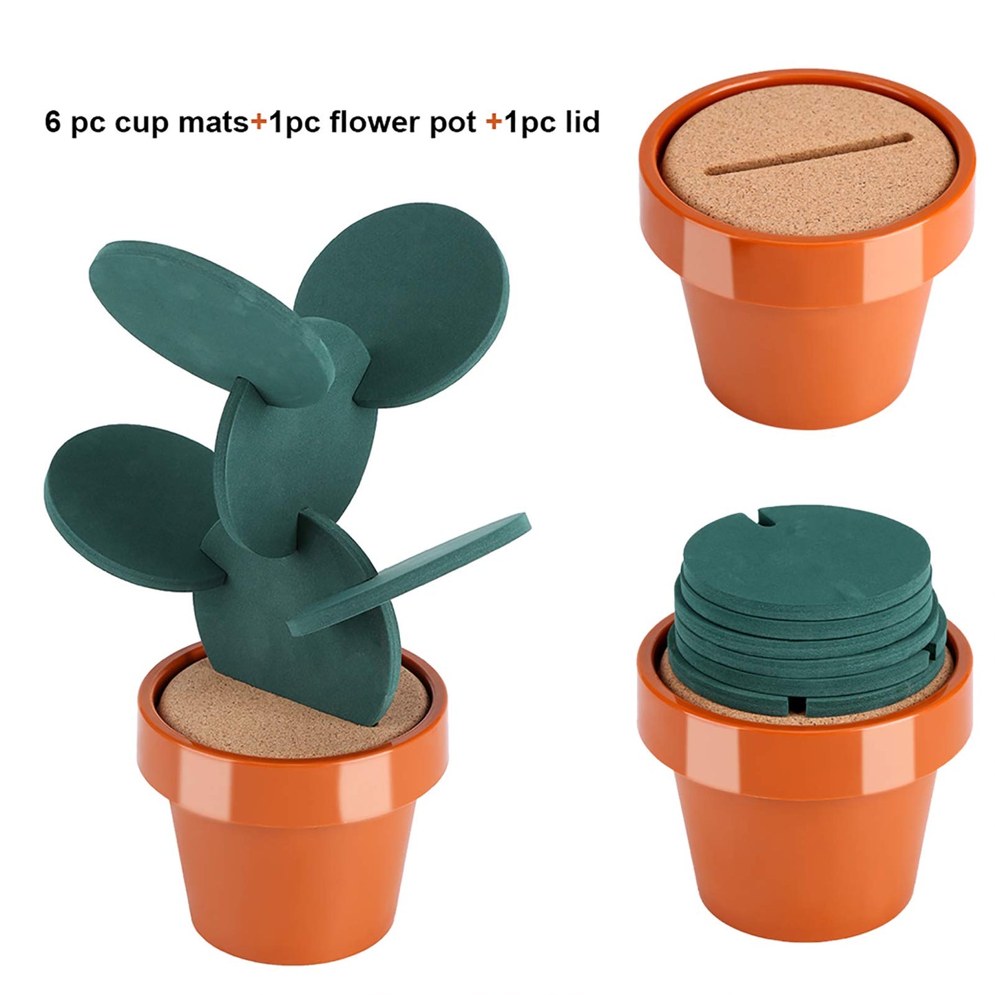 Ouitble Juego Posavasos Cactus, Alfombrilla para Taza De Cerveza Posavasos De Cactus DIY con Soporte De Aislamiento Térmico Posavasos para Decoración del Hogar y la Oficina