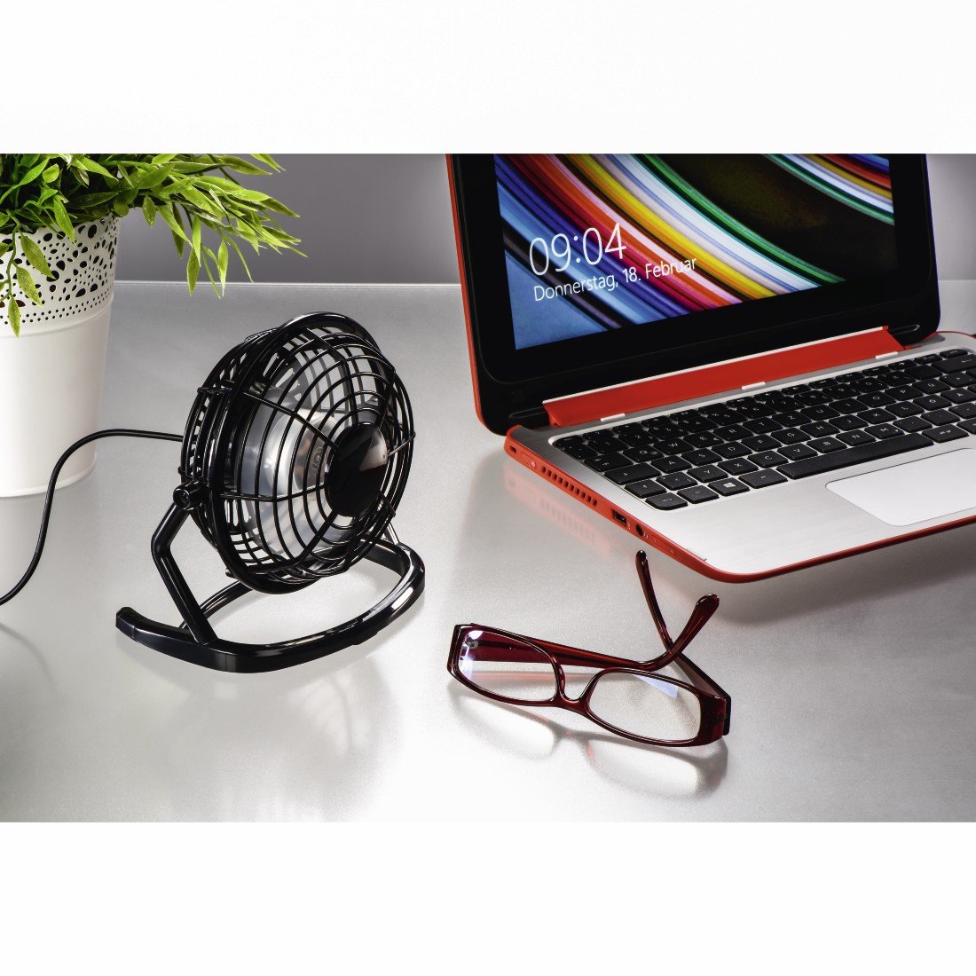 Hama USB Desk Fan Negro - Ventilador, ventilador de mesa con USB (Negro)