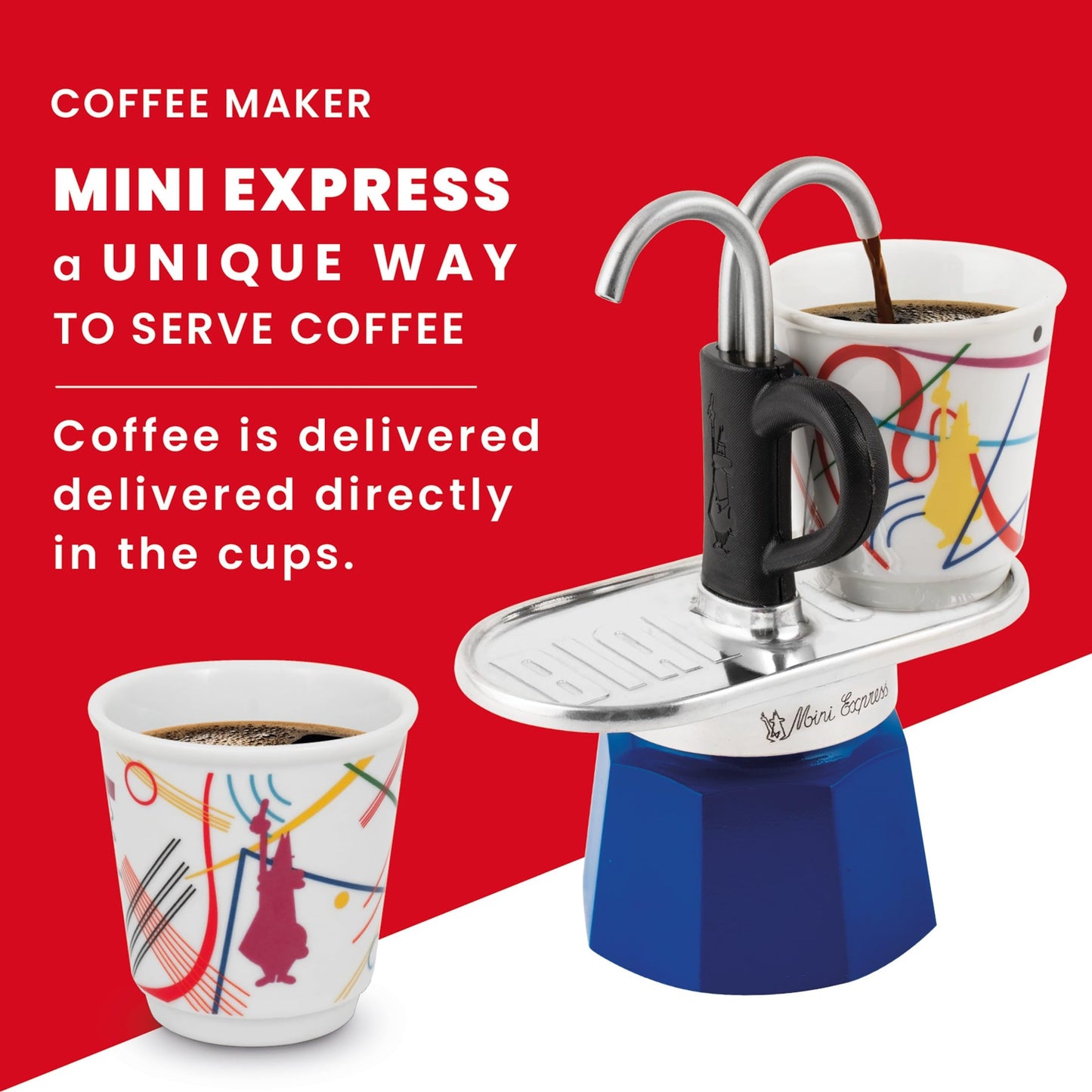 Bialetti Mini Express Arte – Edición Kandinsky con 2 Tazas