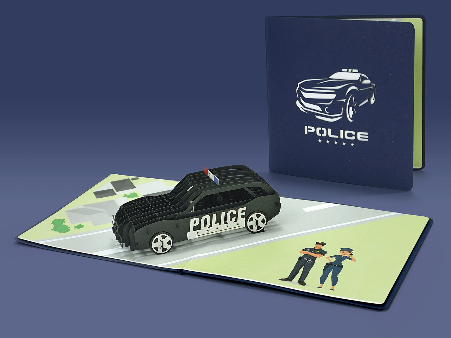 CUTPOPUP - Tarjeta de felicitación para el día del padre del coche de policía, tarjeta de cumpleaños emergente, tarjetas de felicitación 3D, tarjeta de felicitación emergente