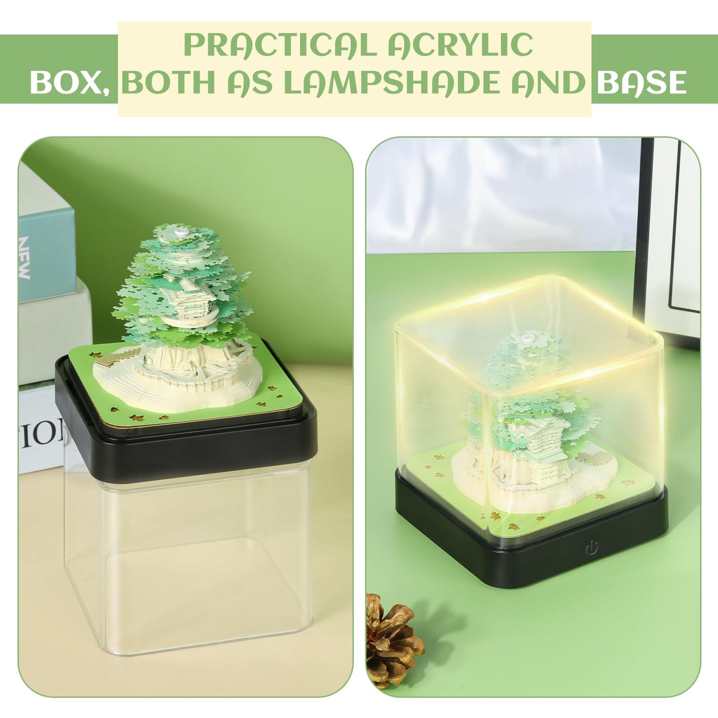 Calendario 3D Templo Sakura 2026 – Escultura de Papel Iluminada