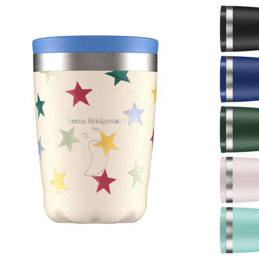 Chilly's Taza de Café Aislada - Tazas de Café de Pared Doble con Tapa - Acero Inoxidable - 340ml - Polka Stars