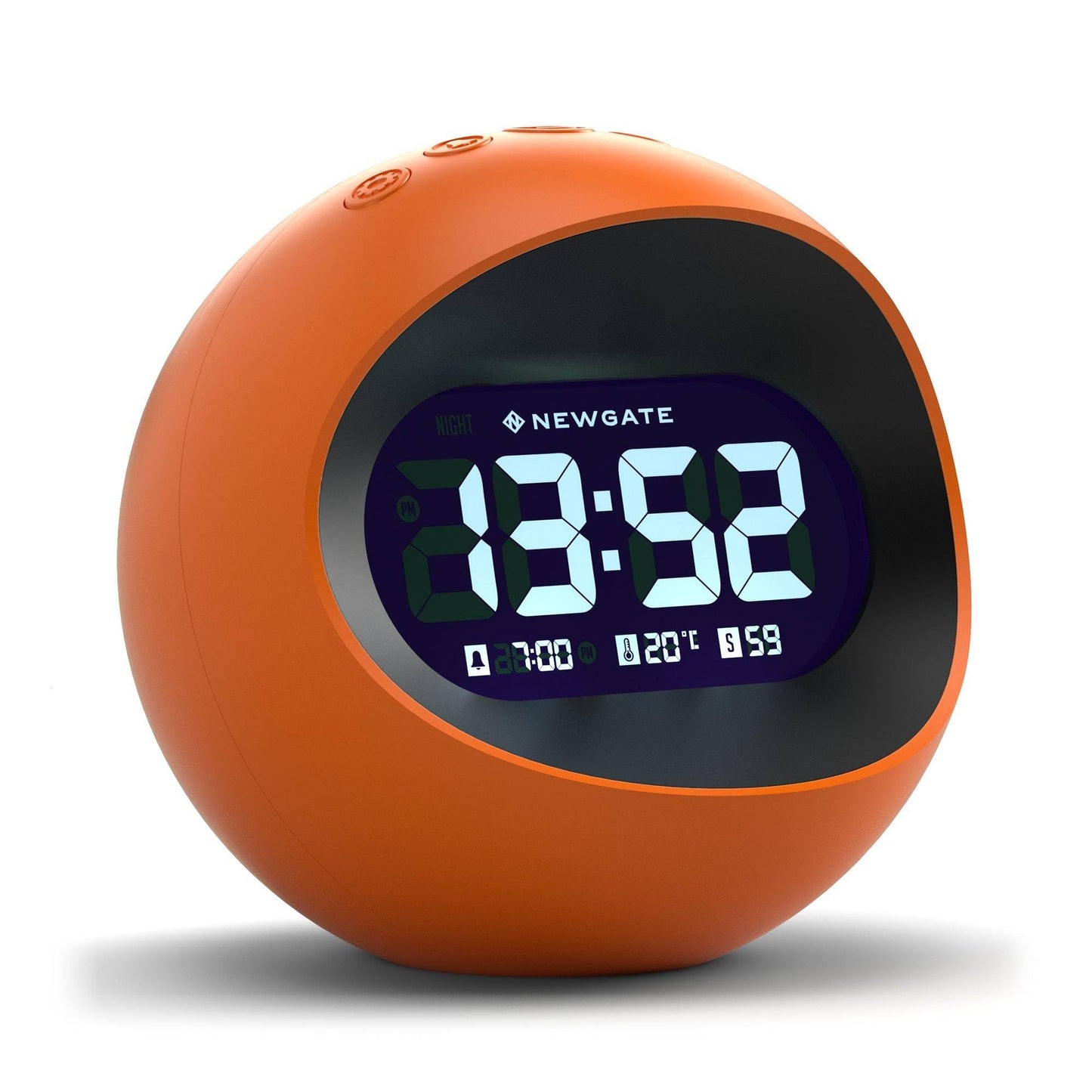 Reloj Despertador Esférico Retro – Futuro Vintage en Naranja
