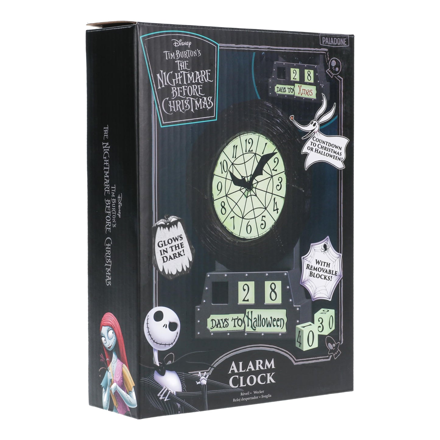 Paladone Reloj Despertador de Cuenta Regresiva Nightmare Before Christmas - Producto Oficial Disney, decoración Festiva Que Brilla en la Oscuridad para Halloween y Navidad