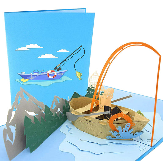 Tarjeta pop-up barco de pesca – Navega emociones al abrirla
