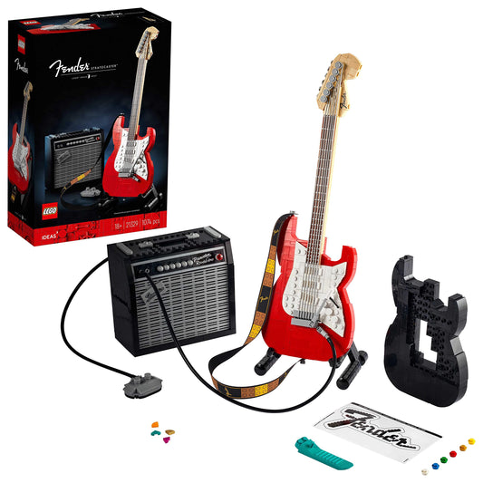 LEGO Ideas Fender Stratocaster, Maqueta de Instrucomento de Guitarra Eléctrica con Amplificador, Manualidades para Adultos, Artículo de Colección, Regalo por el Día del Padre 21329