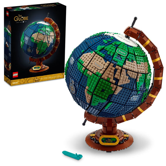 LEGO Ideas The Globe 21332 Building Set; Build-and-Display Model for Adults; Vintage-Style Spinning Earth Globe; Home Decor Gift for People with a Passion for Travel, Geography and Arts (2,585 Pieces)