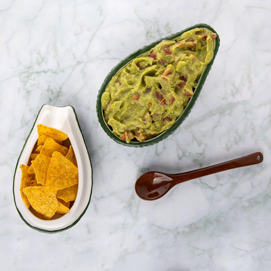 Set para dipear con forma de aguacate – Nachos, guacamole y buen rollo