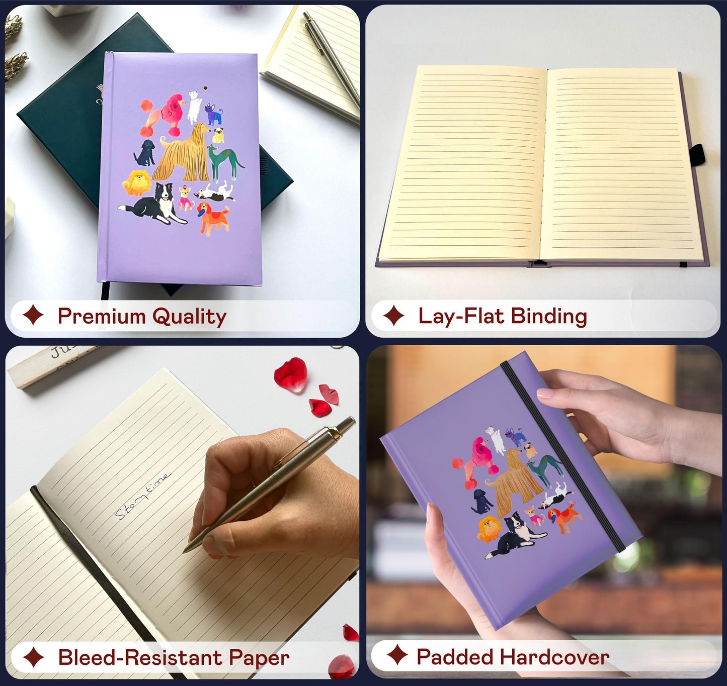 Libreta Elena Essex Perros Malva – Papel grueso y lujo canino