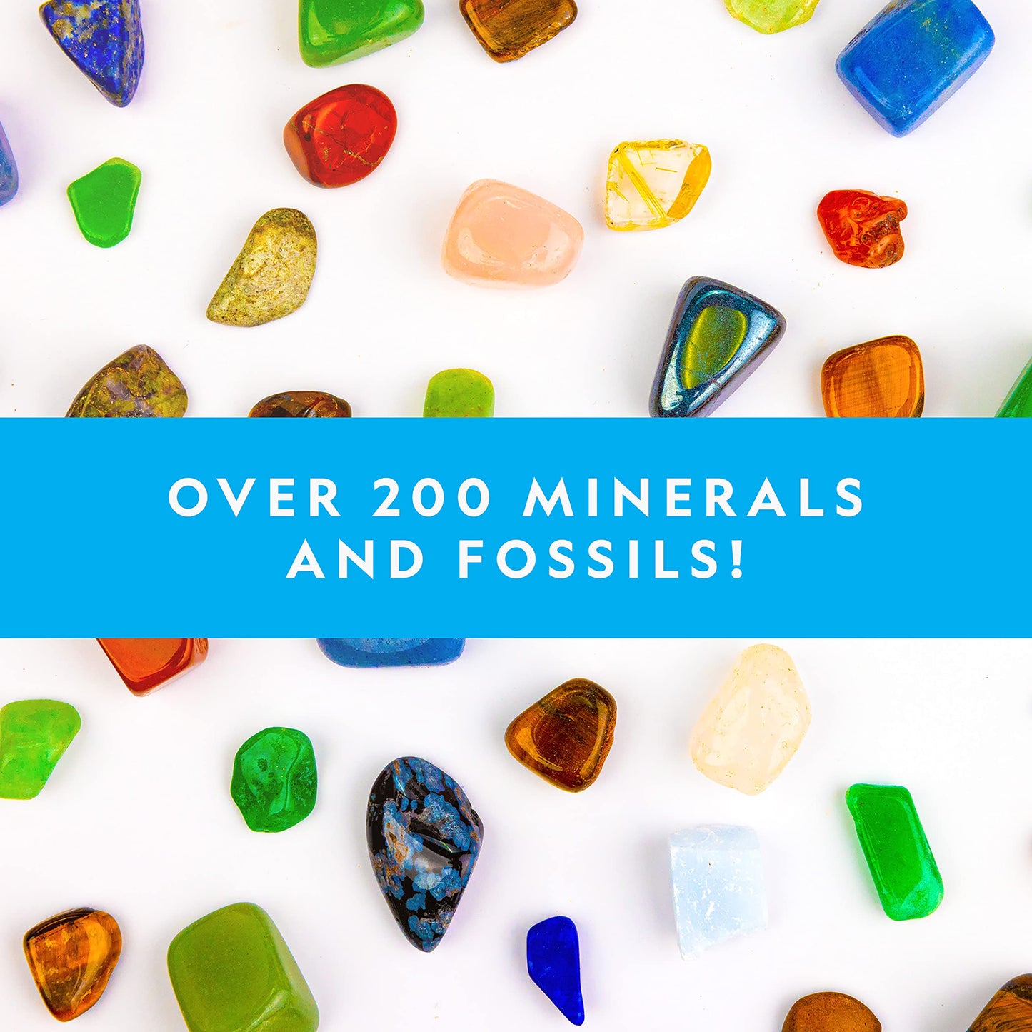 National Geographic Set de Piedras Naturales, Fósiles Auténticos y Minerales para Niños – Juguetes Científicos con Más de 300 Piezas – Geodas Naturales, Cuarzo Rosa, Jaspe, Piedras Preciosas y Más