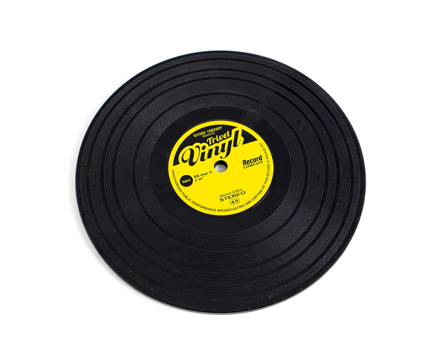 Balvi Salvamanteles Vinyl Color Negro En Forma de Disco de Vinilo Silicona 15 cm