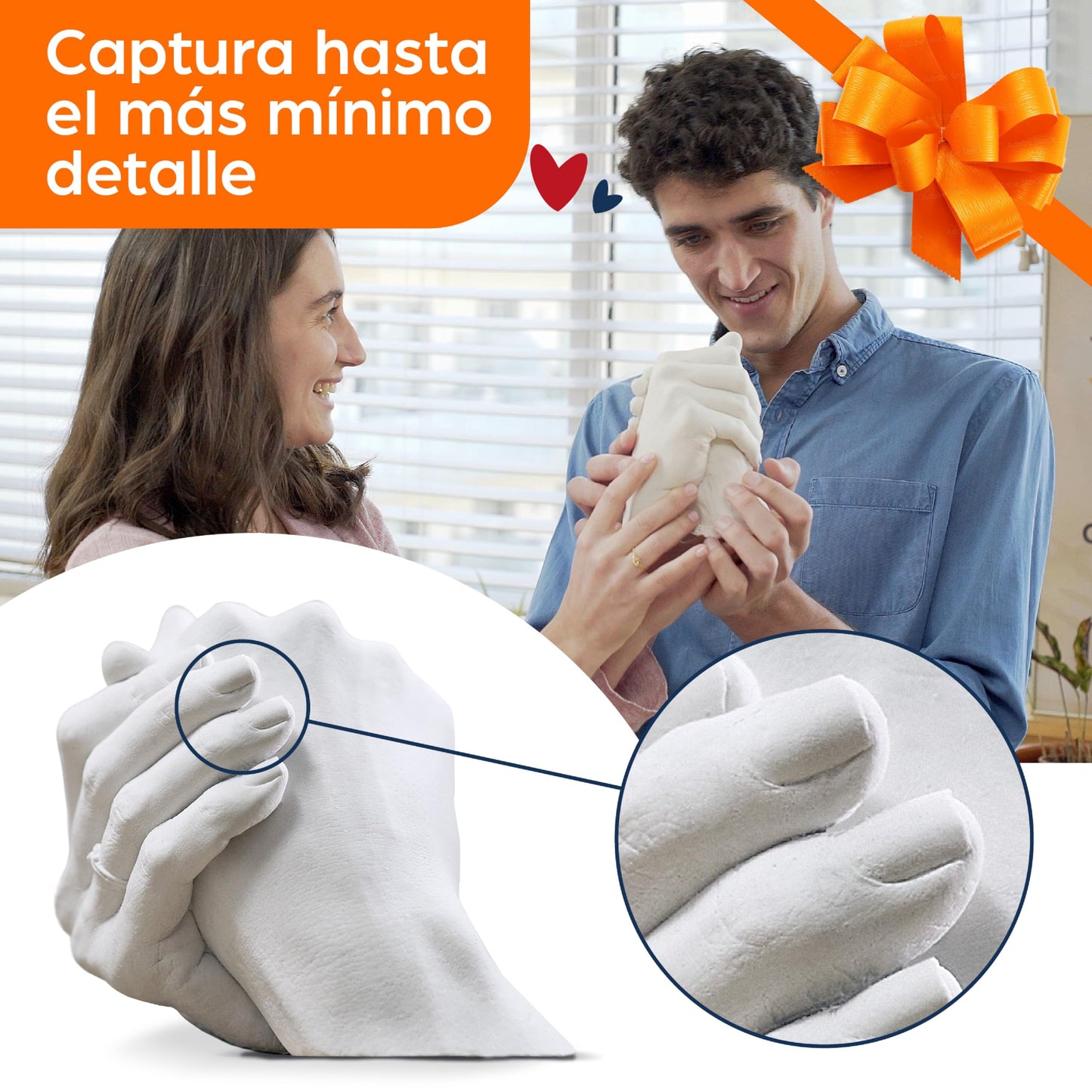 Niimo Escultura Manos Pareja - Kit 3D Molde Manos Escayola, Alginato Para Moldes de Manos, Fácil de Usar y Excelente Nivel de Detalle, Regalos para Parejas, Regalo Pareja, Yeso Manualidades