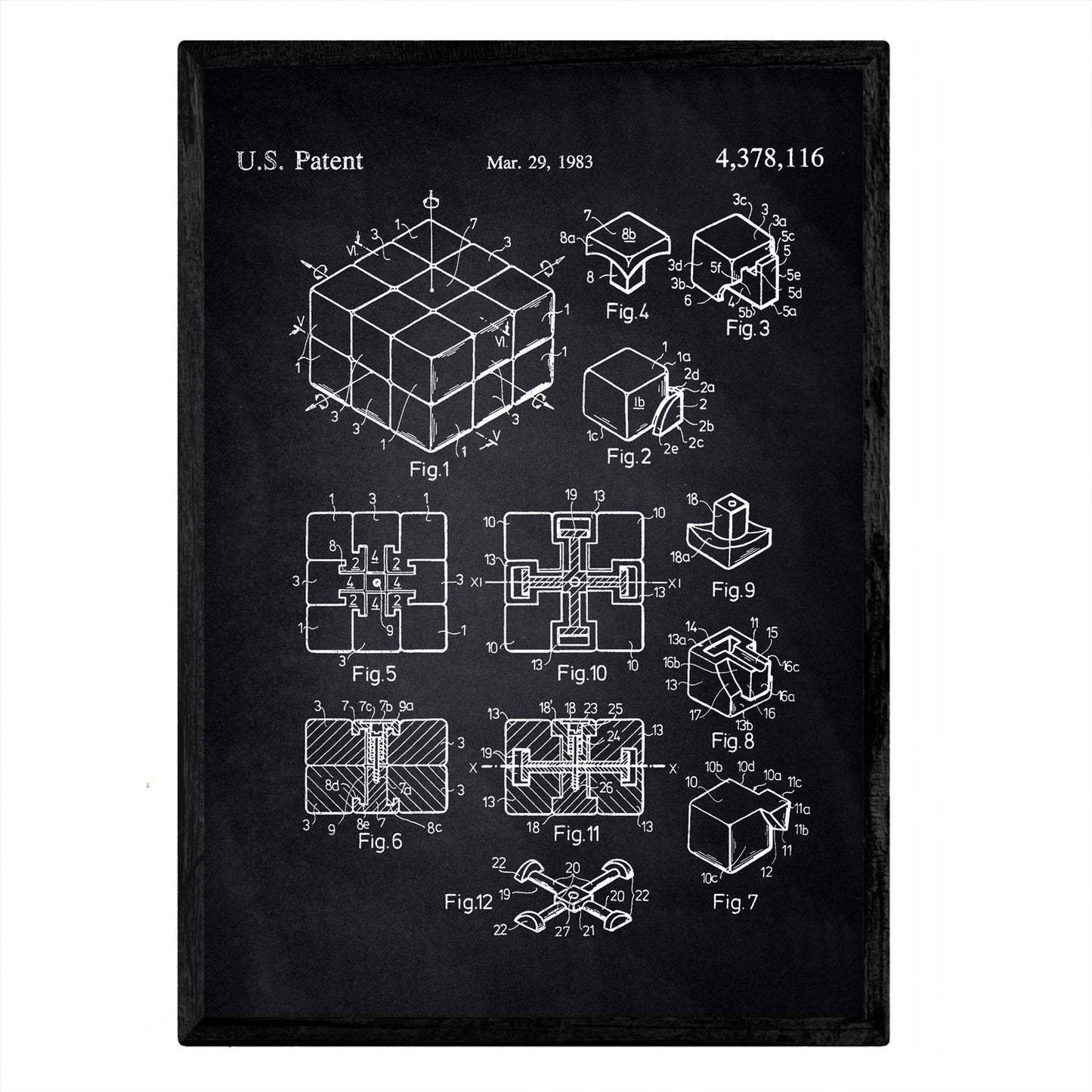 Lámina patente cubo Rubik – El genio en versión póster