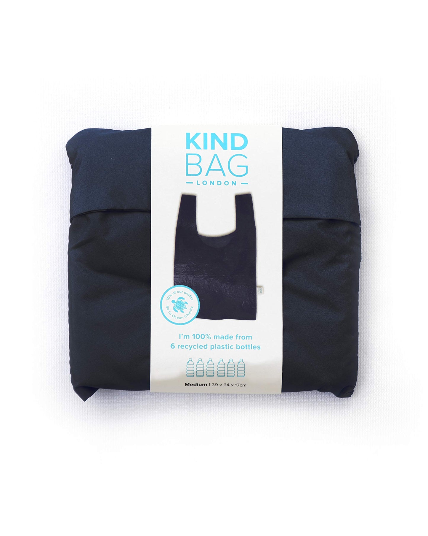 Kind Bag Bolsa de compras reutilizable, reciclada de 6 botellas de plástico, resistente, plegable, grande, lavable, sostenible, respetuosa con el medio ambiente (negro espacial)