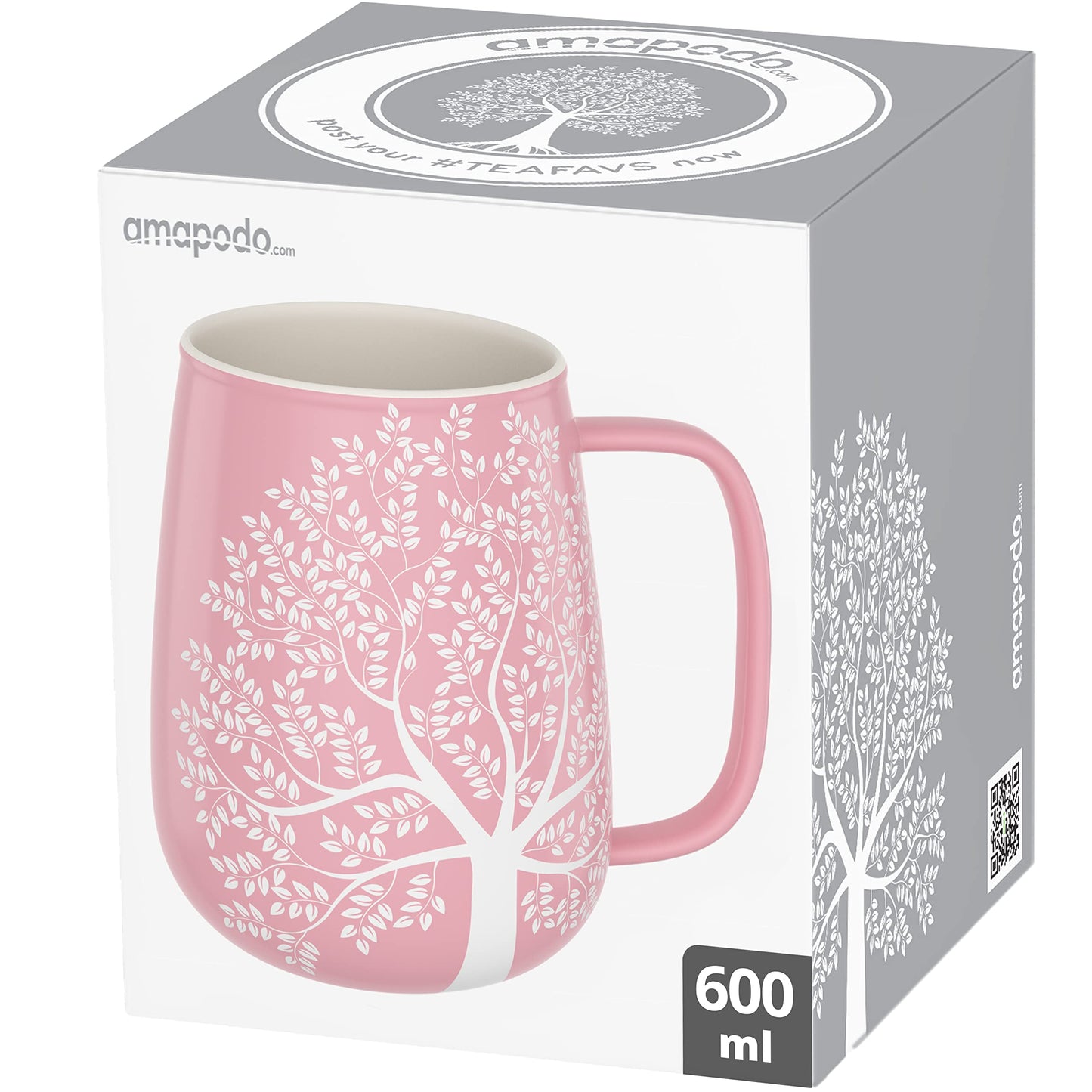 amapodo Taza de café de porcelana - Taza de café grande 600ml - Regalos para mujeres - Taza Jumbo - Taza de oficina XXL Rosa