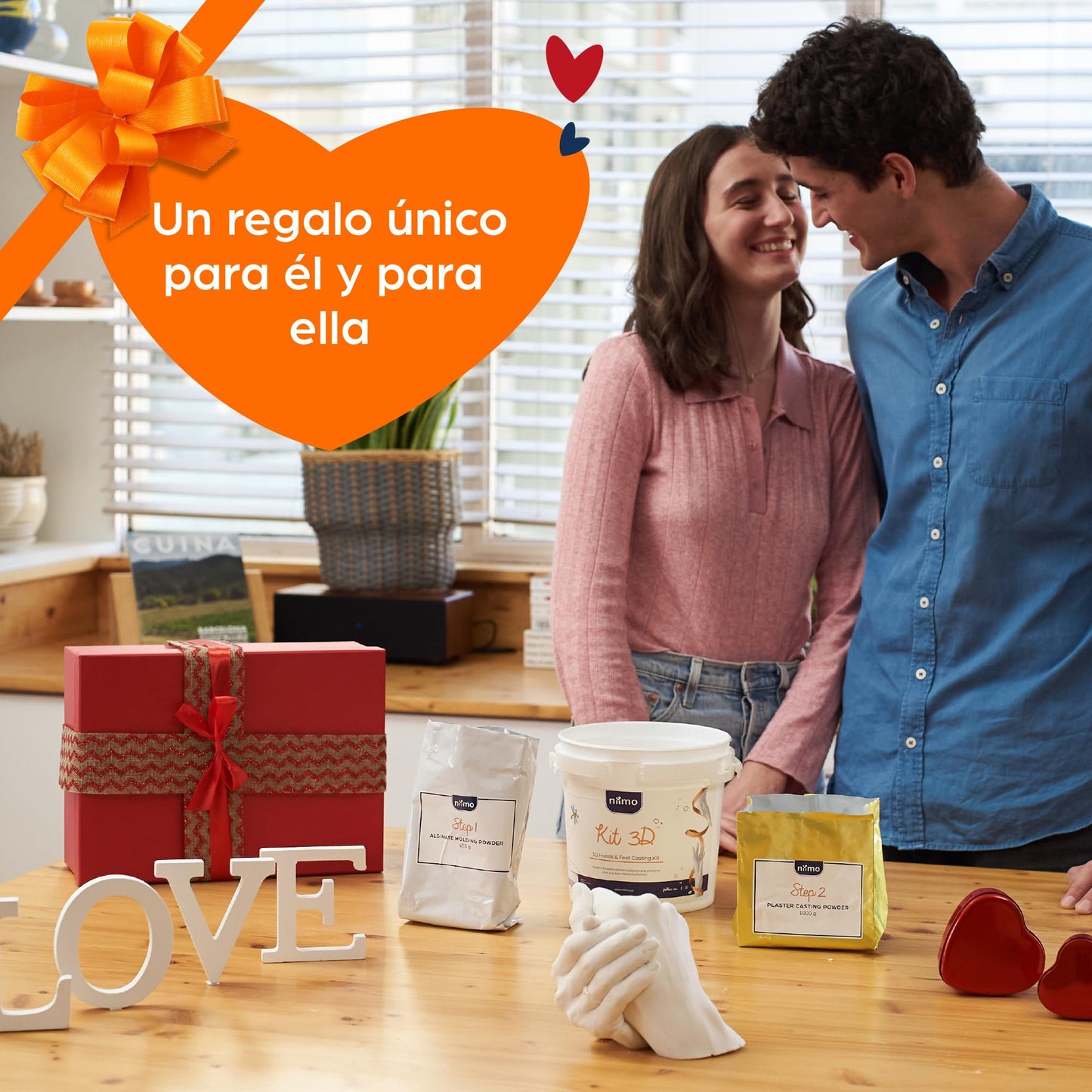 Niimo Escultura Manos Pareja - Kit 3D Molde Manos Escayola, Alginato Para Moldes de Manos, Fácil de Usar y Excelente Nivel de Detalle, Regalos para Parejas, Regalo Pareja, Yeso Manualidades