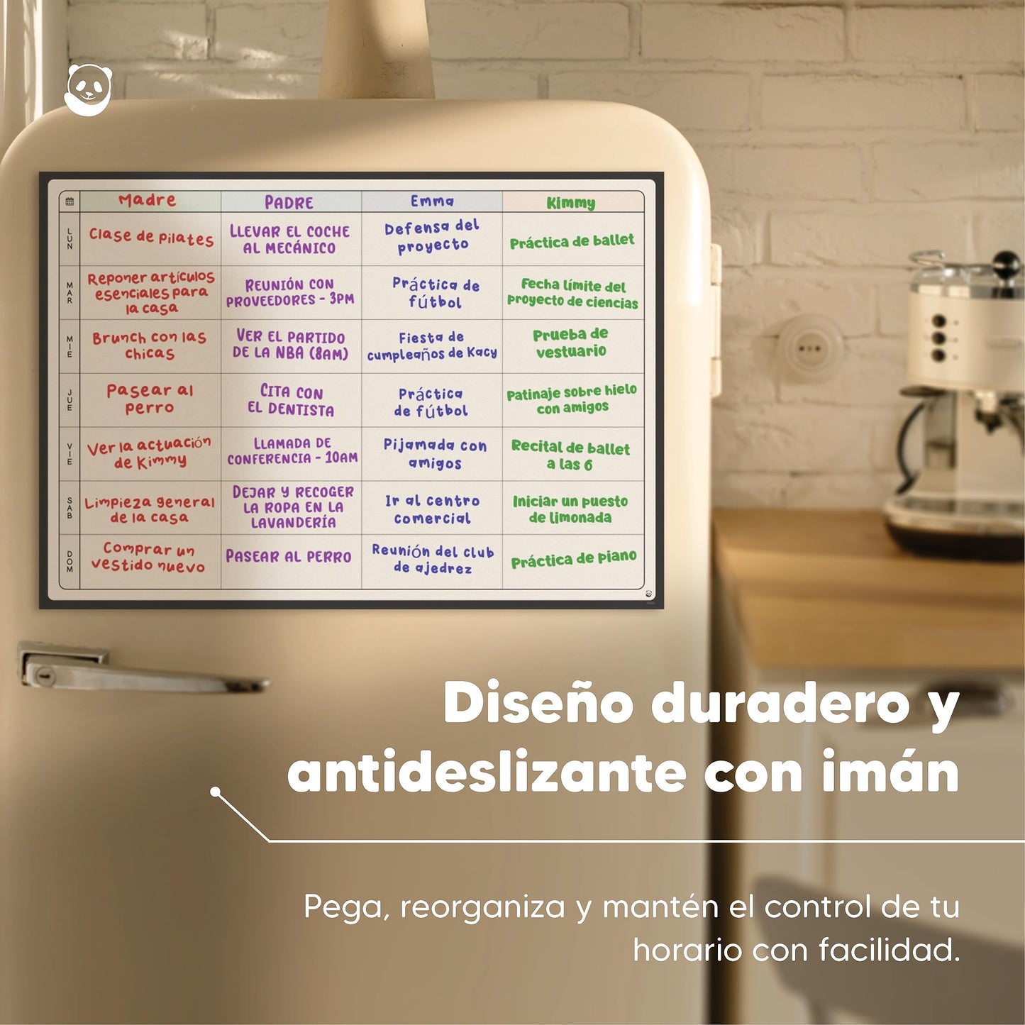 Pizarra Planificadora de Comidas y de Planes por SmartPanda - Calendario Magnético Grande Ideal para Planificar Estudios, Tareas o Dietas - Pizarra Blanca para la Nevera – Semanal, En Español