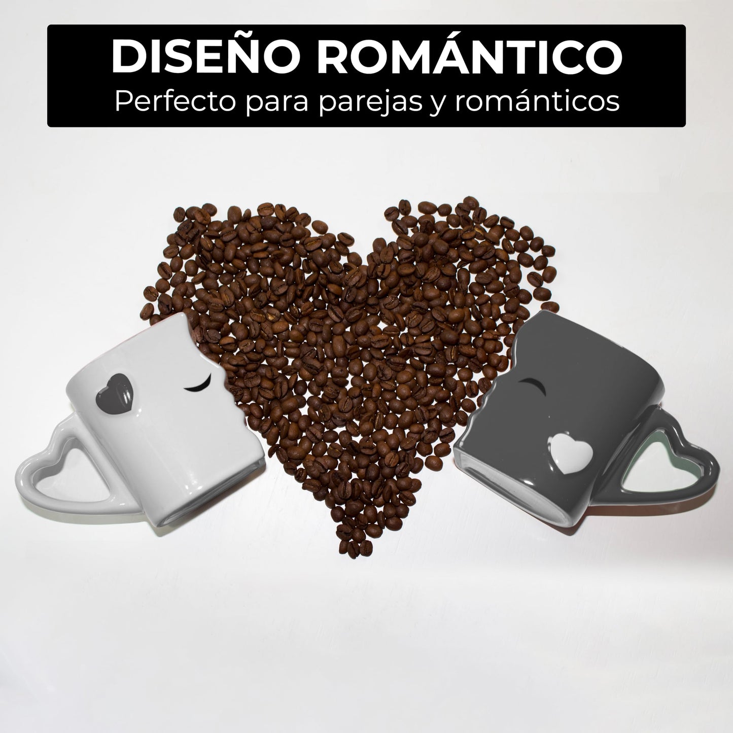 MIAMIO - Tazas de Café/Tazas de Besos Set/Regalo para Novios - Ceramica (Gris)