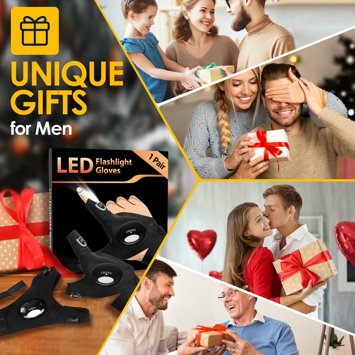 Ideas para Regalar Hombre Regalo Original - Regalos Originales para Hombre Padre Regalos Papa Hombres Cumpleaños Regalos Navidad Calendario de Adviento Guantes Con Luz LED Trabajo Gadgets Tecnologicos