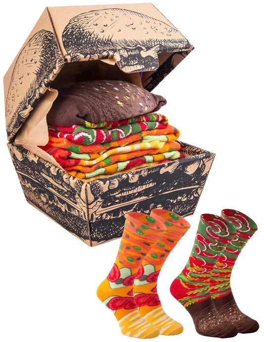 Rainbow Socks - Hombre Mujer Divertidos Calcetines de Hamburguesa Vegana - 2 Pares - Talla 41-46