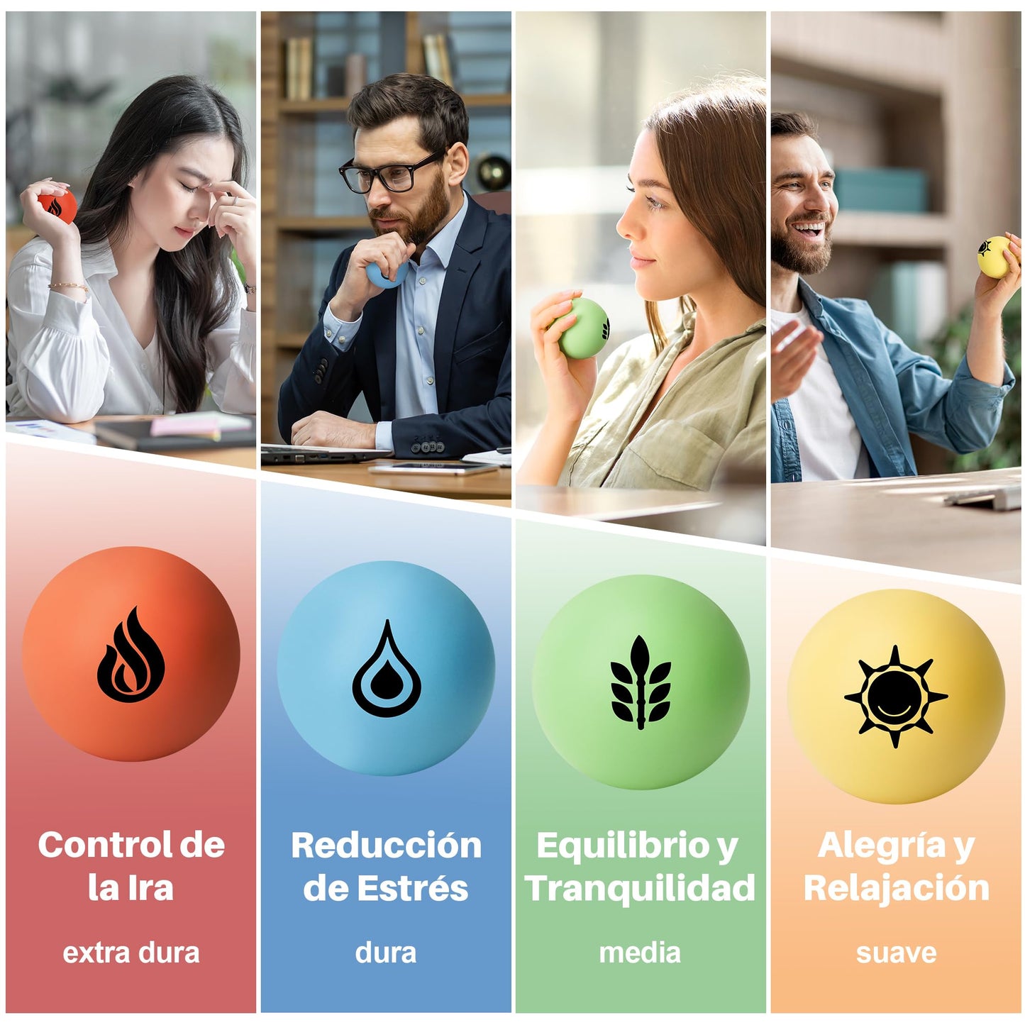 Keep calm – 4 pelotas antiestrés de distintos niveles
