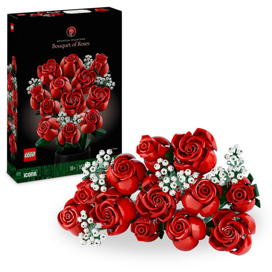 LEGO Icons Ramo de Rosas, Flores Artificiales para Decoración de Pascua, Regalo de Semana Santa y Aniversario para Mujeres y Hombres de Colección Botanical, Actividad Relajante para Adultos 10328