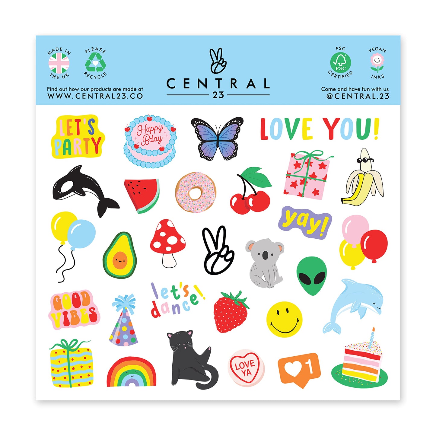 Tarjeta de cumpleaños Central 23 – Humor y pegatinas para felicitar con estilo