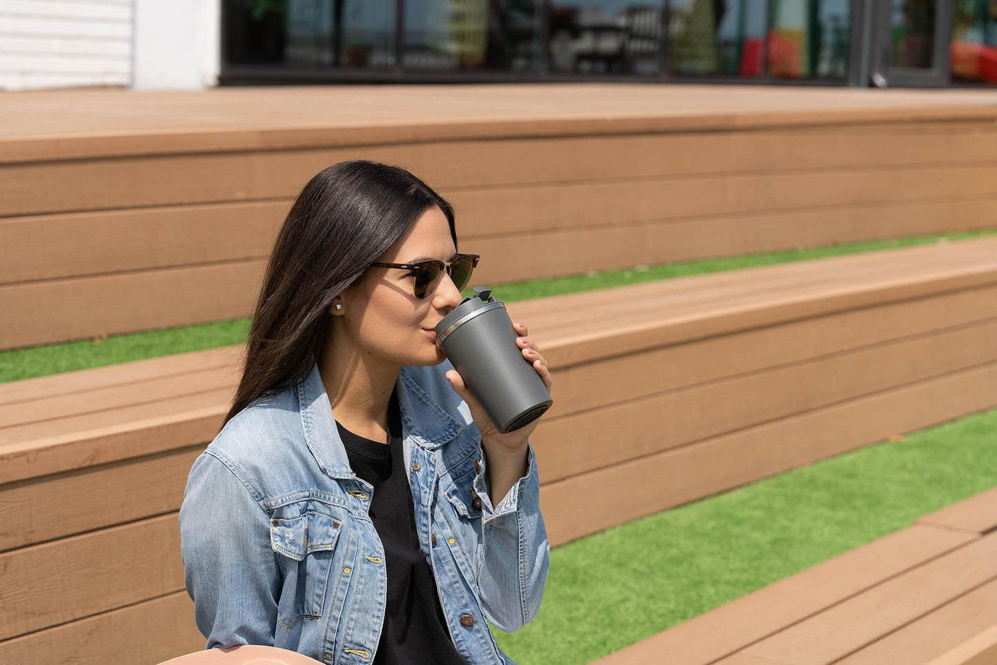 Wanapix | Termo Cafe Personalizado 350 ml | Personalizado con Foto y Texto | Vaso Térmicos de Doble Capa | Taza para Llevar | Acero Inoxidable | Libre de BPA | 100% Personalizado Gris