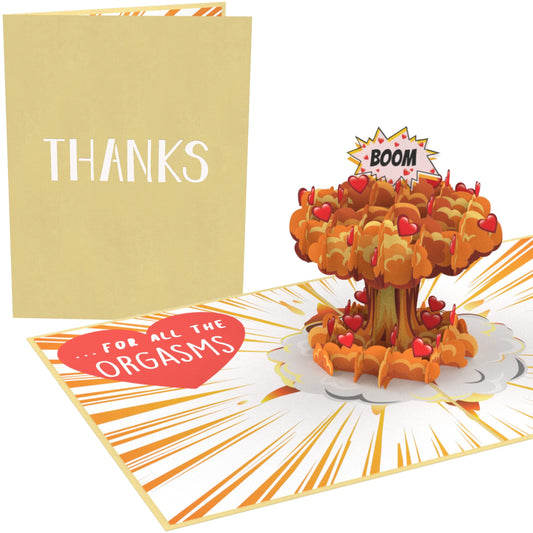 Tarjeta pop-up “Thanks… for all the orgasms” – Sorpresa picante