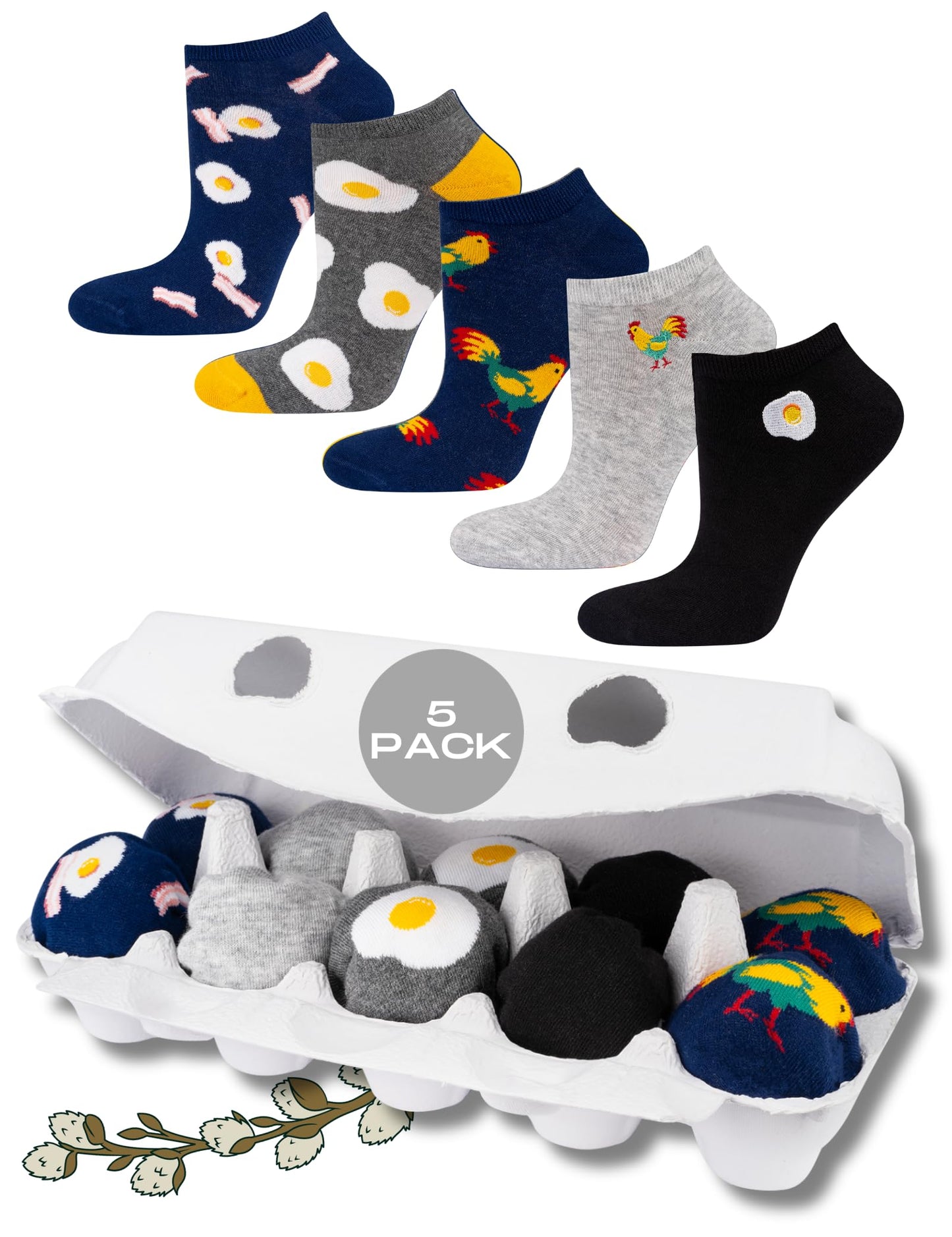 soxo Huevo Pascua Regalos Originales Para Hombre Calcetines Mujer Divertidos 35-40 Egg Socks 5 Pares