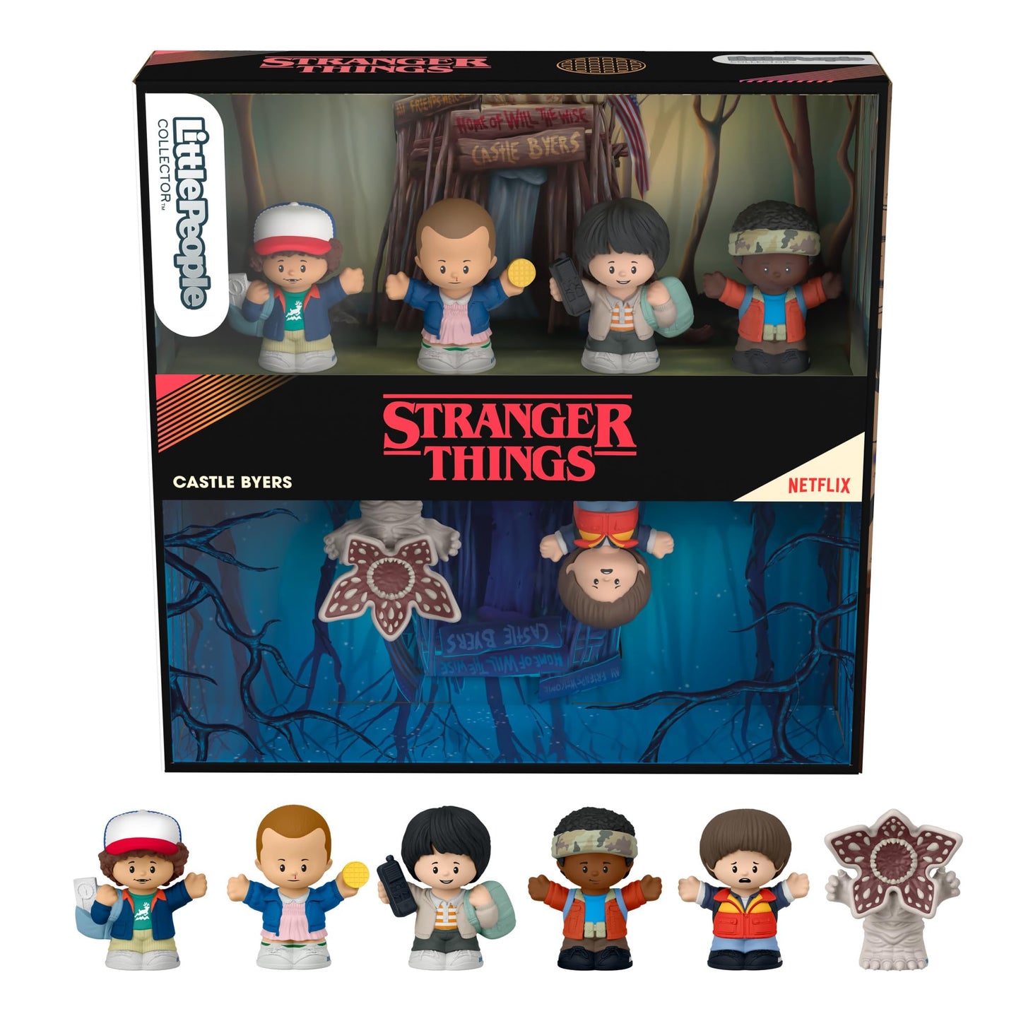 Little People Stranger Things, Castillo Byers Edición especial con 6 figuras para fans y adultos coleccionistas, inspirado en la serie de Netflix, HTP36