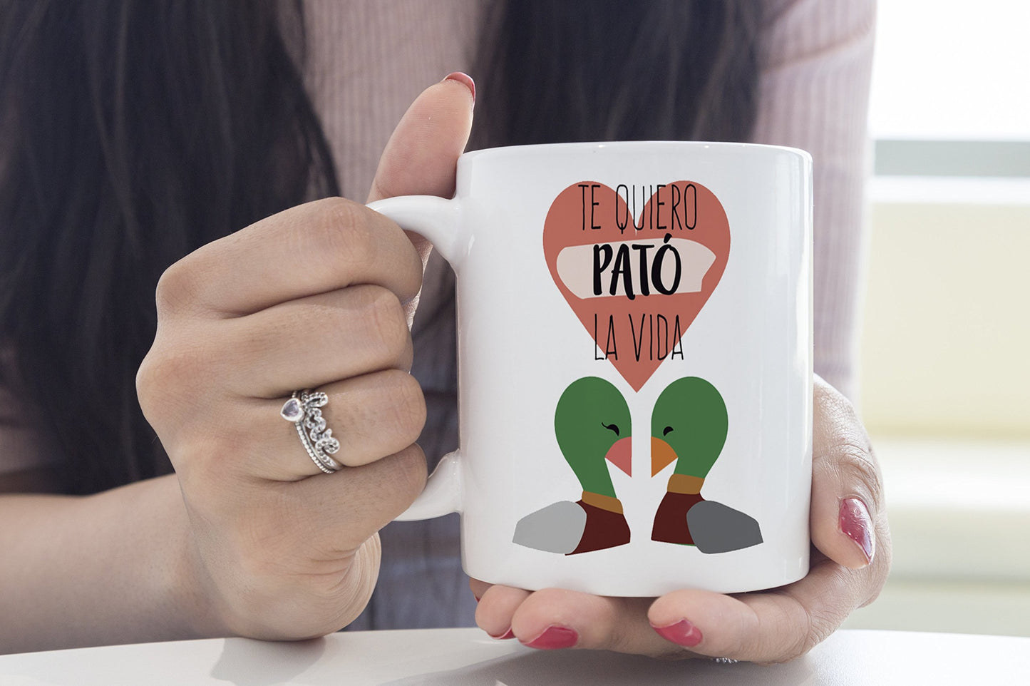 Taza romántica “pató la vida” – Ideal para tortolitos con humor