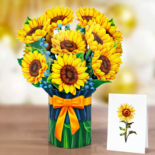 CUTPOPUP Ramo de Girasol - Tarjeta Cumpleaños, Tarjetas Dia de La Madre, 15.5X20.5Cm Regalos Originales Para Mujer, Regalos Para Mujer (Sunflower Bouquet) US8-68.SMES