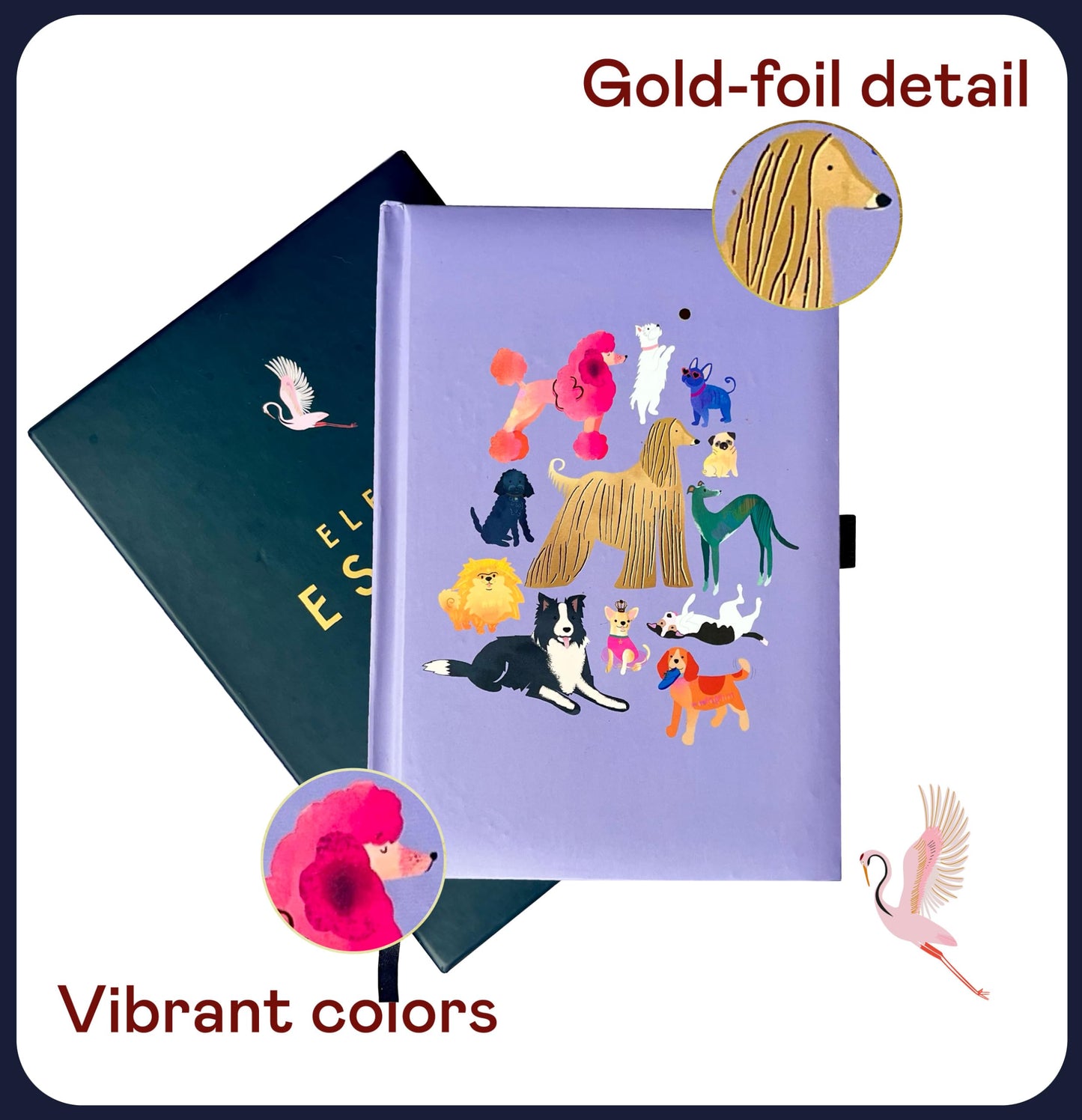 Libreta Elena Essex Perros Malva – Papel grueso y lujo canino