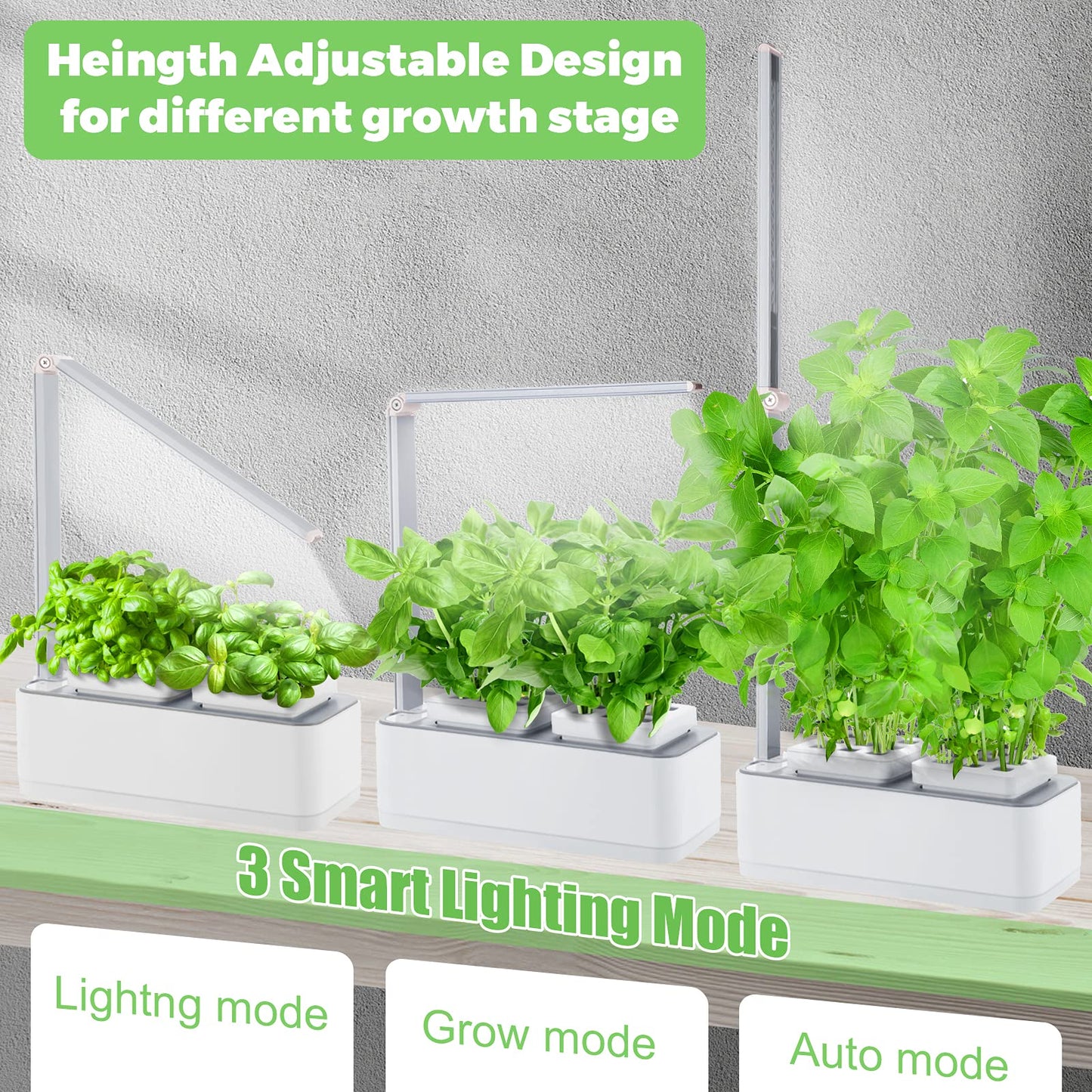 amzWOW Clizia Smart Garden Huerto de Interior, Sistema de Cultivo hidropónico para Cultivar Plantas y Semillas aromaticas - Jardinera de Interior de Hierbas con luz de Crecimiento LED (Blanco)