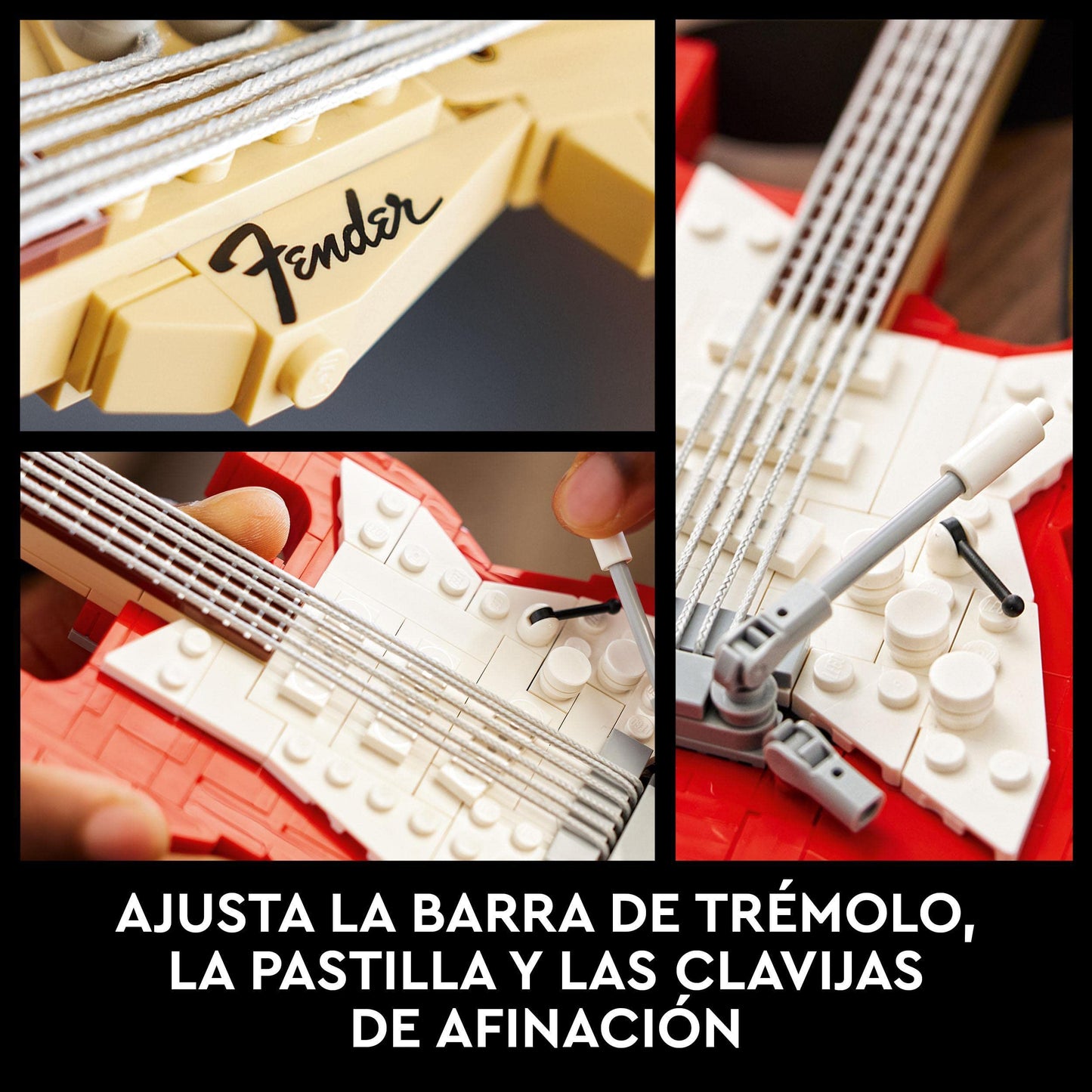 LEGO Ideas Fender Stratocaster, Maqueta de Instrucomento de Guitarra Eléctrica con Amplificador, Manualidades para Adultos, Artículo de Colección, Regalo por el Día del Padre 21329