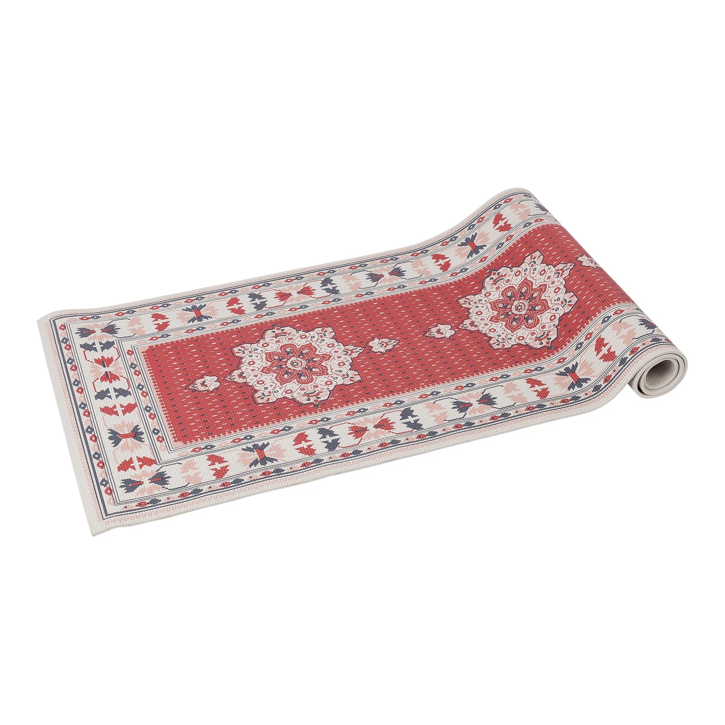 DOIY - Esterilla de Yoga Antideslizante - Estampado de Alfombra Persa - Equipada con Cojín de Apoyo - Asas para Transporte - Esterilla de Pilates Gruesa - Colchoneta de Ejercicios - 60x173x0,6 cm