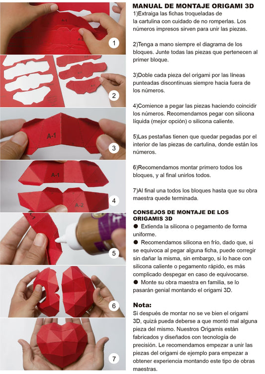 Beso de papel – Origami 3D de labios rojos