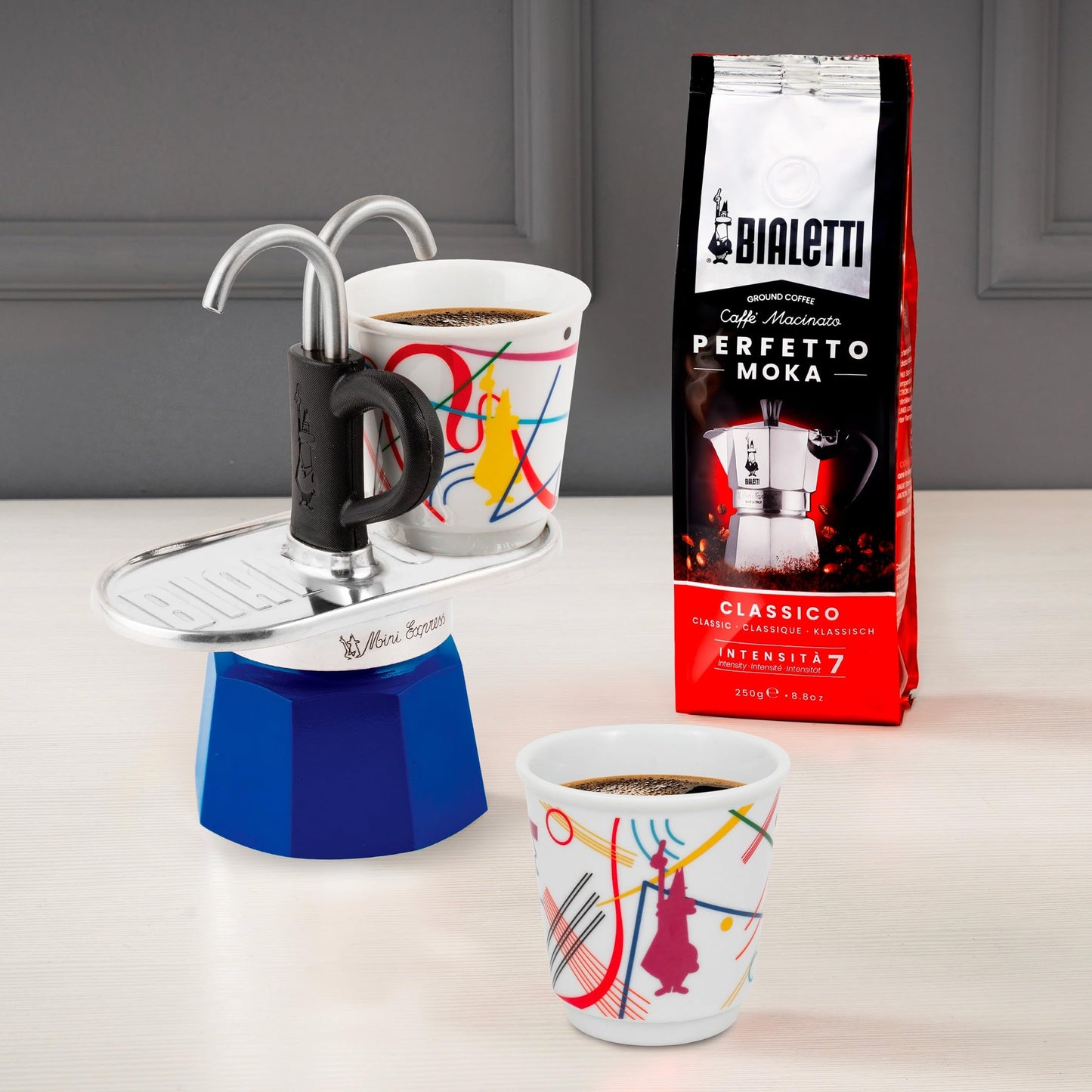 Bialetti Mini Express Arte – Edición Kandinsky con 2 Tazas