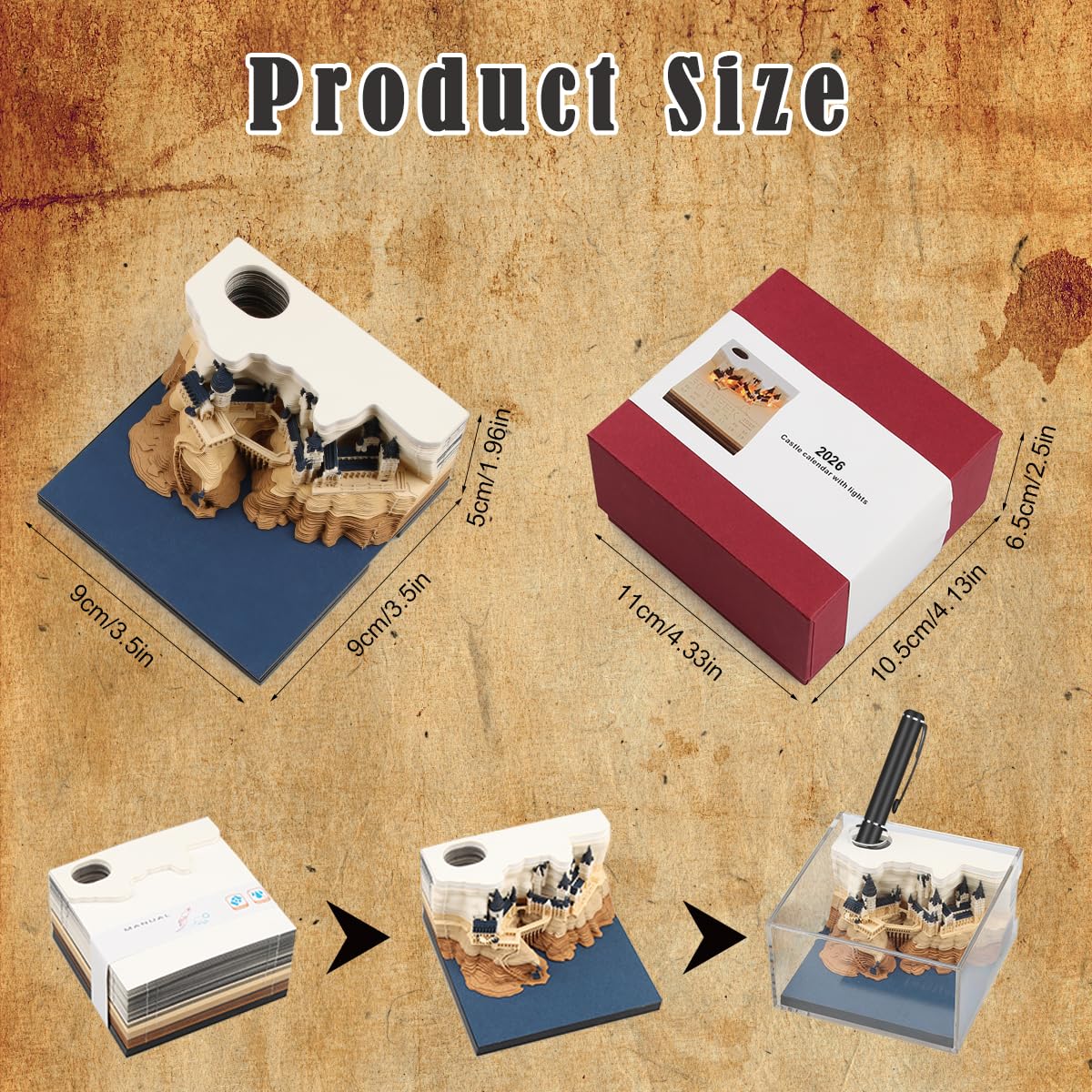 Calendario 3D Castillo Mágico 2026 – Un Palacio de Fantasía Iluminado