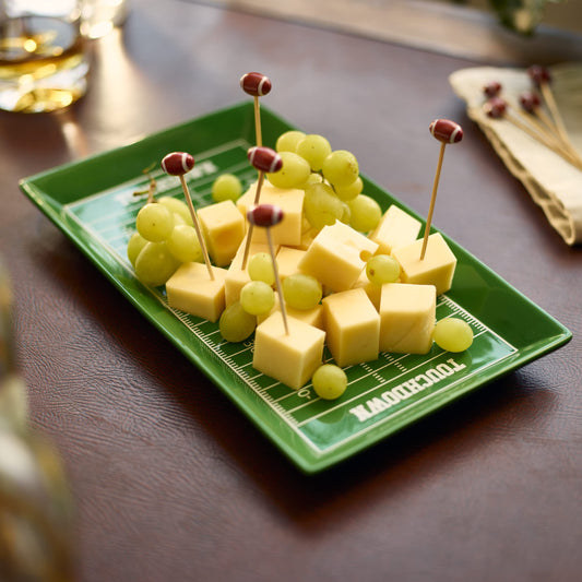 40YARDS plato de fútbol americano de cerámica para hamburguesas, patatas fritas y más - Diseño: campo de juego