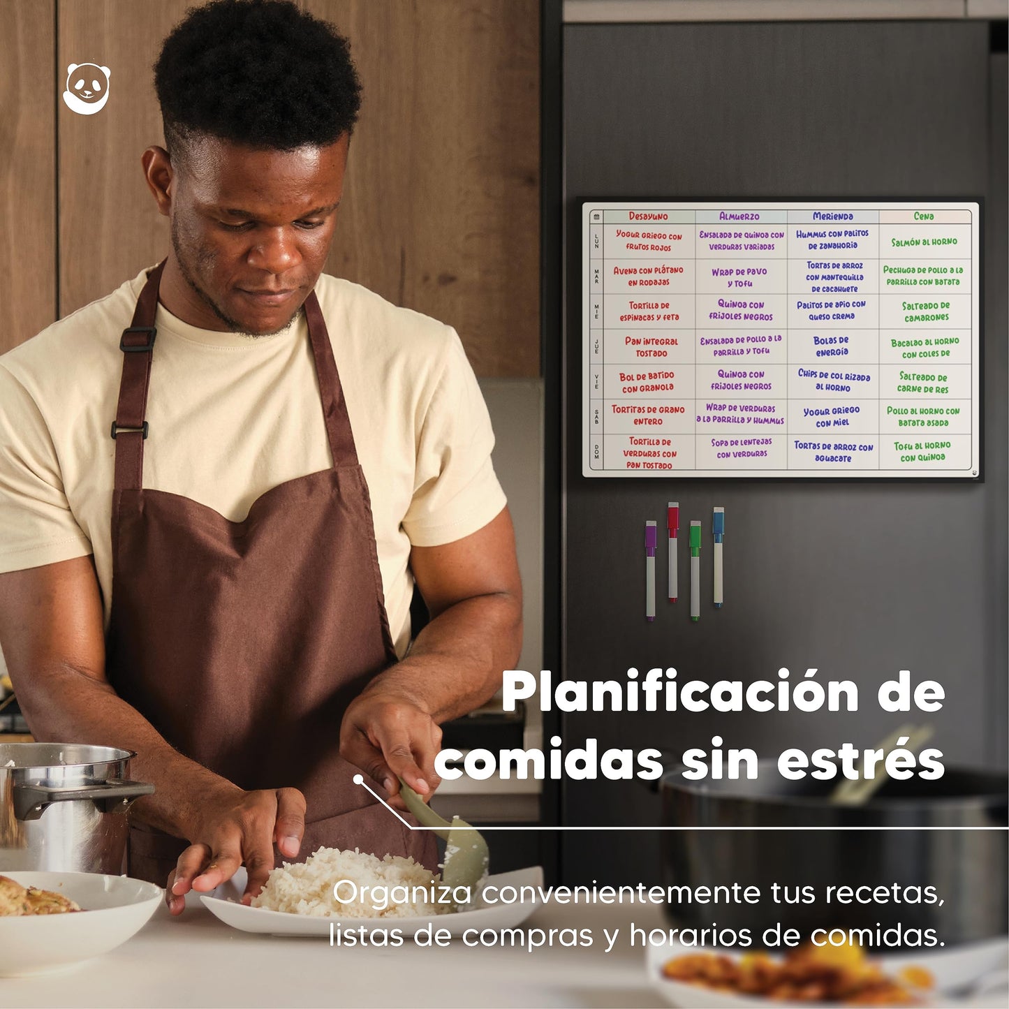 Pizarra Planificadora de Comidas y de Planes por SmartPanda - Calendario Magnético Grande Ideal para Planificar Estudios, Tareas o Dietas - Pizarra Blanca para la Nevera – Semanal, En Español