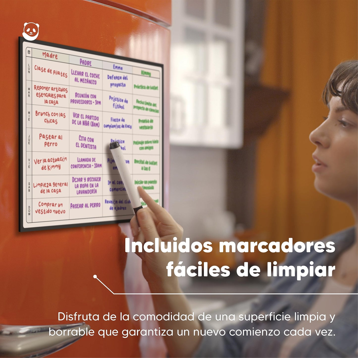 Pizarra Planificadora de Comidas y de Planes por SmartPanda - Calendario Magnético Grande Ideal para Planificar Estudios, Tareas o Dietas - Pizarra Blanca para la Nevera – Semanal, En Español