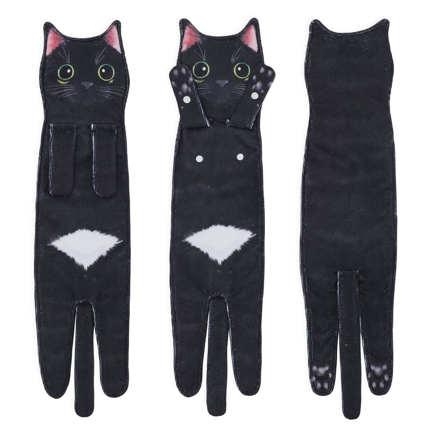 Divertidos Gatos Toalla de Mano-Decoración Gato Toalla Colgantes para Baño Trapos de Cocina-Animal Absorbente Suave Toallas-Regalos Graciosos para Originales Mujer Amantes de Los Gatos-Negro