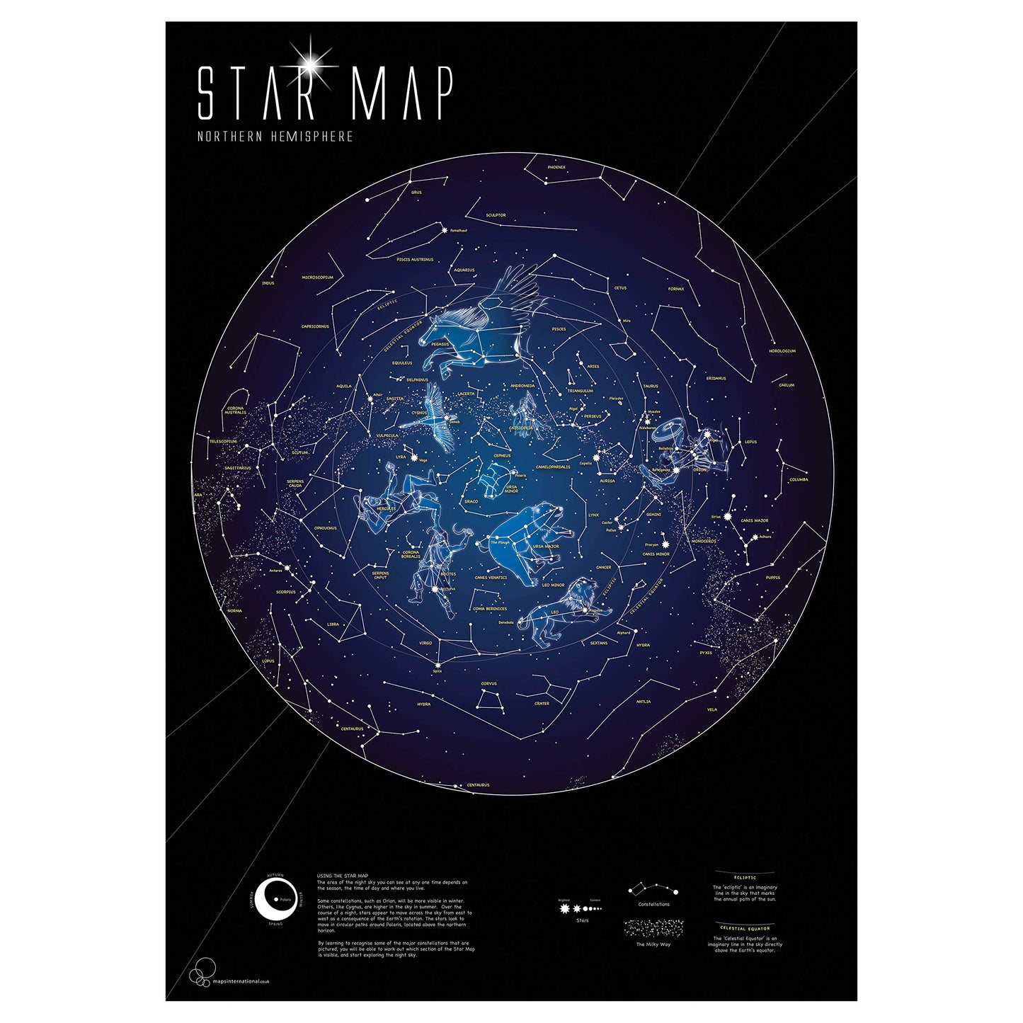 Póster Mapa Estelar Fluorescente – Duerme Bajo las Estrellas Cada Noche
