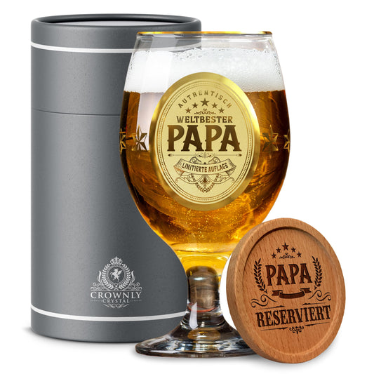 CROWNLY CRYSTAL® Regalo Padre Regalos Originales Para Hombres Regalos Hombre Navidad Regalos Personalizados Copas De Cerveza Regalo Papa Regalos Originales Para Un Padre Regalo Hombre Cumpleaños