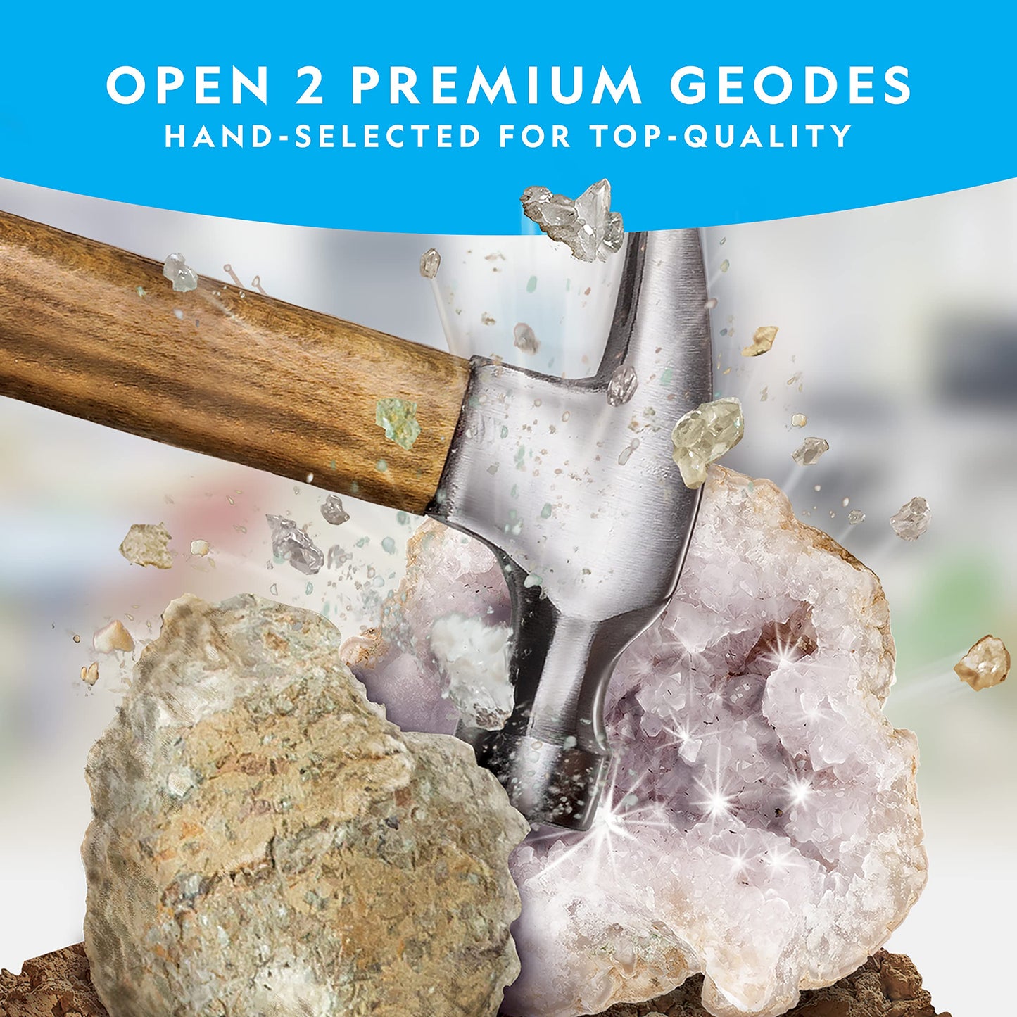 National Geographic Set de Piedras Naturales, Fósiles Auténticos y Minerales para Niños – Juguetes Científicos con Más de 300 Piezas – Geodas Naturales, Cuarzo Rosa, Jaspe, Piedras Preciosas y Más